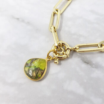 18ct Gold Plated Peridot August Birthstone Bracelet, 5 of 5