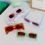 Maggie 80s Style Rectangle Chunky Sunglasses, thumbnail 1 of 5