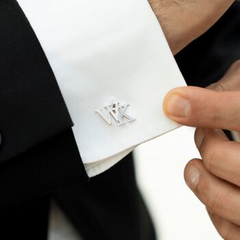 Personalised Silver Cursive Wedding Cufflinks, 3 of 5