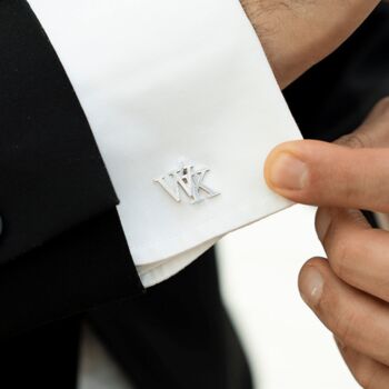 Personalised Silver Cursive Wedding Cufflinks, 3 of 6