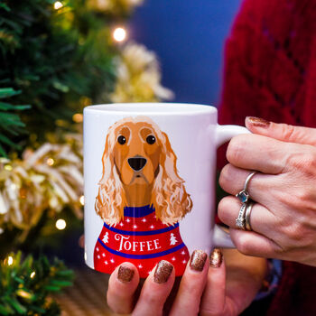 Dog Christmas Jumper Personalised Mug, 2 of 12