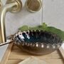 Handmade Teal Blue And Gold Oval Ceramic Soap Dish, thumbnail 6 of 9