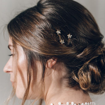 Star Swarovski Crystal Hair Pins In Gold Or Silver Star, 8 of 12