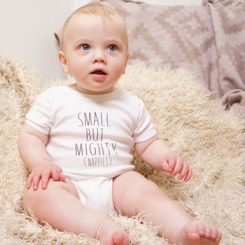 Set Of Three Small But Mighty Babygrows, 3 of 7