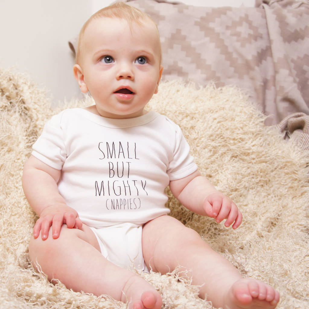 Set Of Three Small But Mighty Babygrows By bean ink