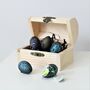 Wooden Chest With Six Hatching Dinosaur Eggs, thumbnail 1 of 7