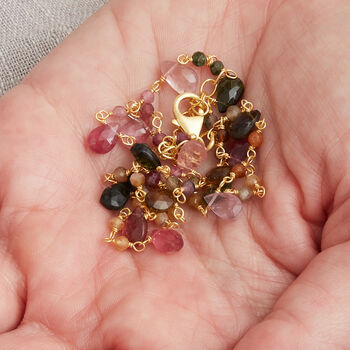 Tourmaline Silver Gold Plated Bead Necklace, 7 of 12