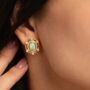 Oval Opal 18k Gold Plated Stud Earrings, thumbnail 2 of 4