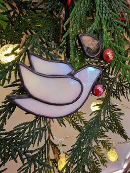 Glass White Dove Christmas Ornaments Gifts, 2 of 10