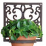 Brown Cast Iron Square Plant Pot Holder Hanging Bracket, thumbnail 2 of 3