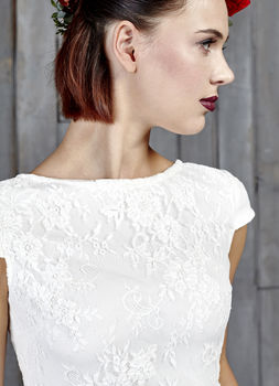 Drakeford Lace Bridal Capped Sleeved Top, 2 of 4