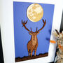Framed Woodcut Of A Stag Under The Moon, thumbnail 6 of 7