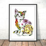 Rosie The Floral Cat Fine Art Print, thumbnail 1 of 3