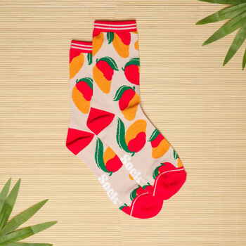 Women's Bamboo Socks Mango Fruit, 2 of 6
