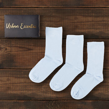 Unisex Comfort Roll Top Bamboo Socks Gift Set Blue, 2 of 2