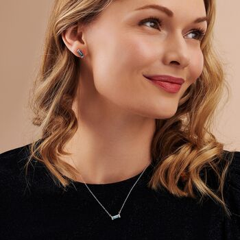 Baguette Birthstone Necklace And Stud Set In Silver, 7 of 12