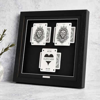 Personalised Mr And Mr Wedding Gift Lion Playing Cards Frame, 4 of 9