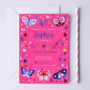 Digital Editable Butterfly Kids Birthday Party Invitation Template, 9 of 9