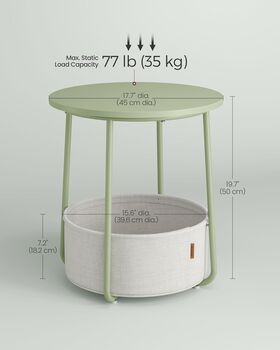 Round Side Table With Fabric Storage Basket, 2 of 9