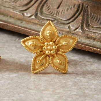 Gold Plated Sterling Silver Flower Stud Earrings, 2 of 7