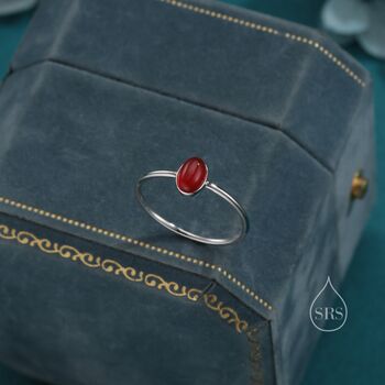 Sterling Silver Red Onyx Oval Ring In Sterling Silver, 2 of 12