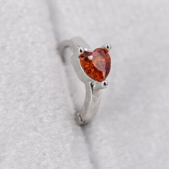 Garnet Red Heart Cz Huggie Hoop In Sterling Silver, 6 of 11
