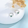 Emerald Green Cz Flower Huggie Hoop Earrings, thumbnail 8 of 11