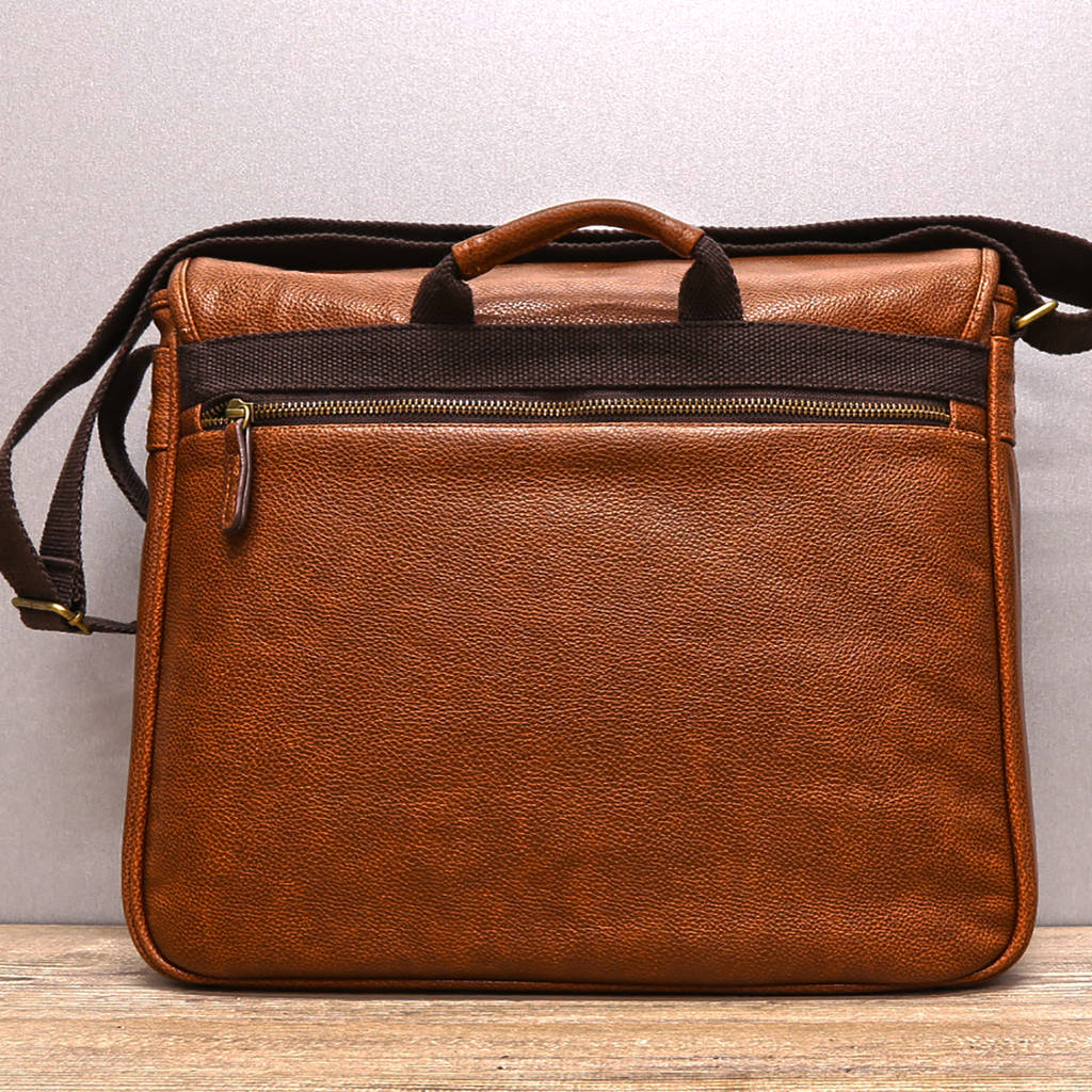 small tan satchel