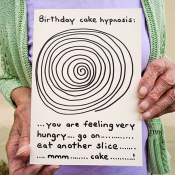 Joke Birthday 'Cake Hypnosis!' Card, 2 of 3