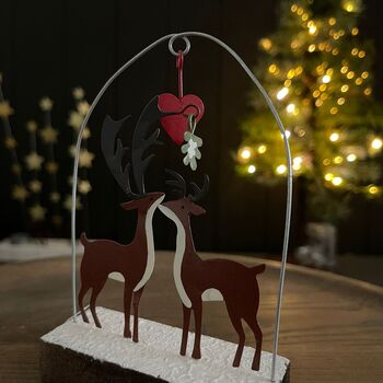 Deers Under Love Heart Christmas Decoration, 3 of 4