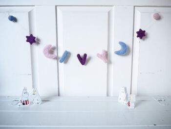 Personalised Moon And Stars Name Felt Garland, 9 of 12
