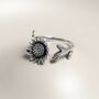 Sterling Silver Adjustable Oxidised Sunflower Ring, thumbnail 3 of 6