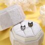 Cute Black Cat Stud Earrings In Sterling Silver, thumbnail 6 of 12