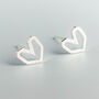 Sterling Silver Geometric Heart Stud Earrings, thumbnail 1 of 6