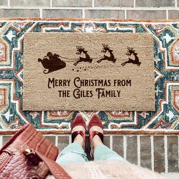 Personalised Santa's Sleigh Family Doormat Gift, 2 of 3