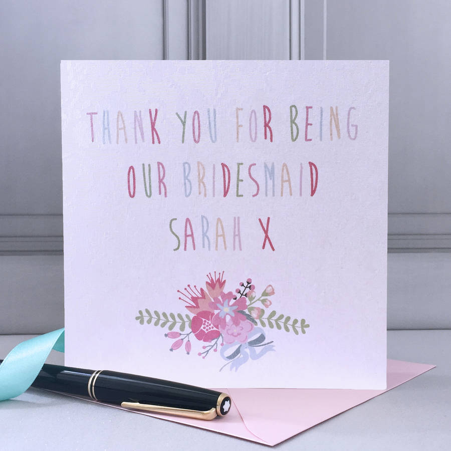 Personalised Bridesmaid Thank You Card, 1 of 3