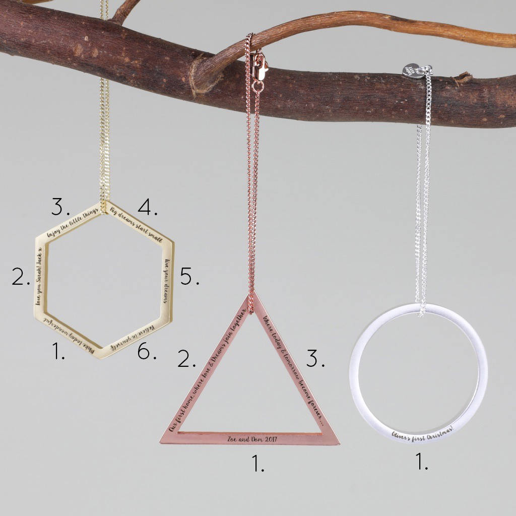 personalised geometric hanging decoration by lisa angel