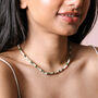 Gold Steel Green Semi Precious Stone Beaded Necklace, thumbnail 3 of 4