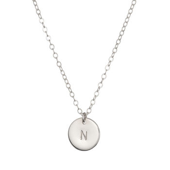 Sterling Silver Disc Initial Necklace, 3 of 7