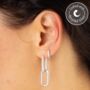Oval Huggie Hoop Earrings With Clear Stones, thumbnail 2 of 5