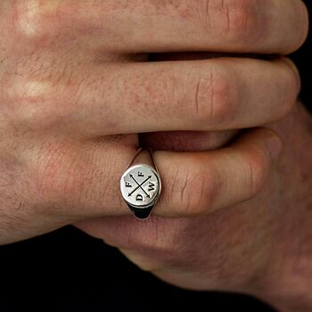 Family Initials Personalised Silver Signet Ring, 3 of 8