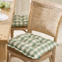 Set Of Two Green Gingham Seat Pads With Buttons, thumbnail 1 of 6