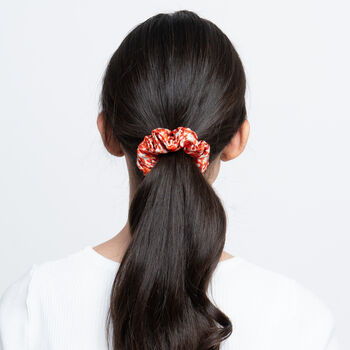 100% Silk Small Scrunchie Ditsy Red, 2 of 3