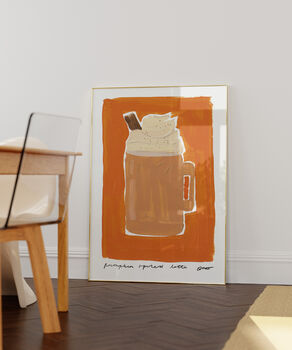 Pumpkin Spiced Latte Hand Painted Art Print, 3 of 6