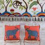 Exotic Elephant Wool Cushion With Hand Embroidery, thumbnail 2 of 4