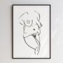 Linear Life Drawing Figure Monochrome Riso Print On Recycled Paper, thumbnail 7 of 8