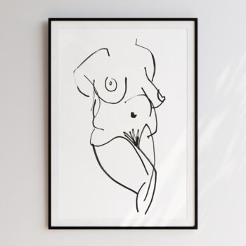 Linear Life Drawing Figure Monochrome Riso Print On Recycled Paper, 7 of 8