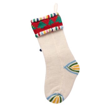 Christmas Pom Pom Stocking – Festive Knitted Stocking With Pom Pom Garland, 5 of 5