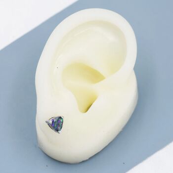Mystic Topaz Trillion Cut Stud Earrings, 4 of 8