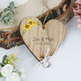 Sunflower Wedding Ring Bearer Wooden Heart, thumbnail 10 of 10
